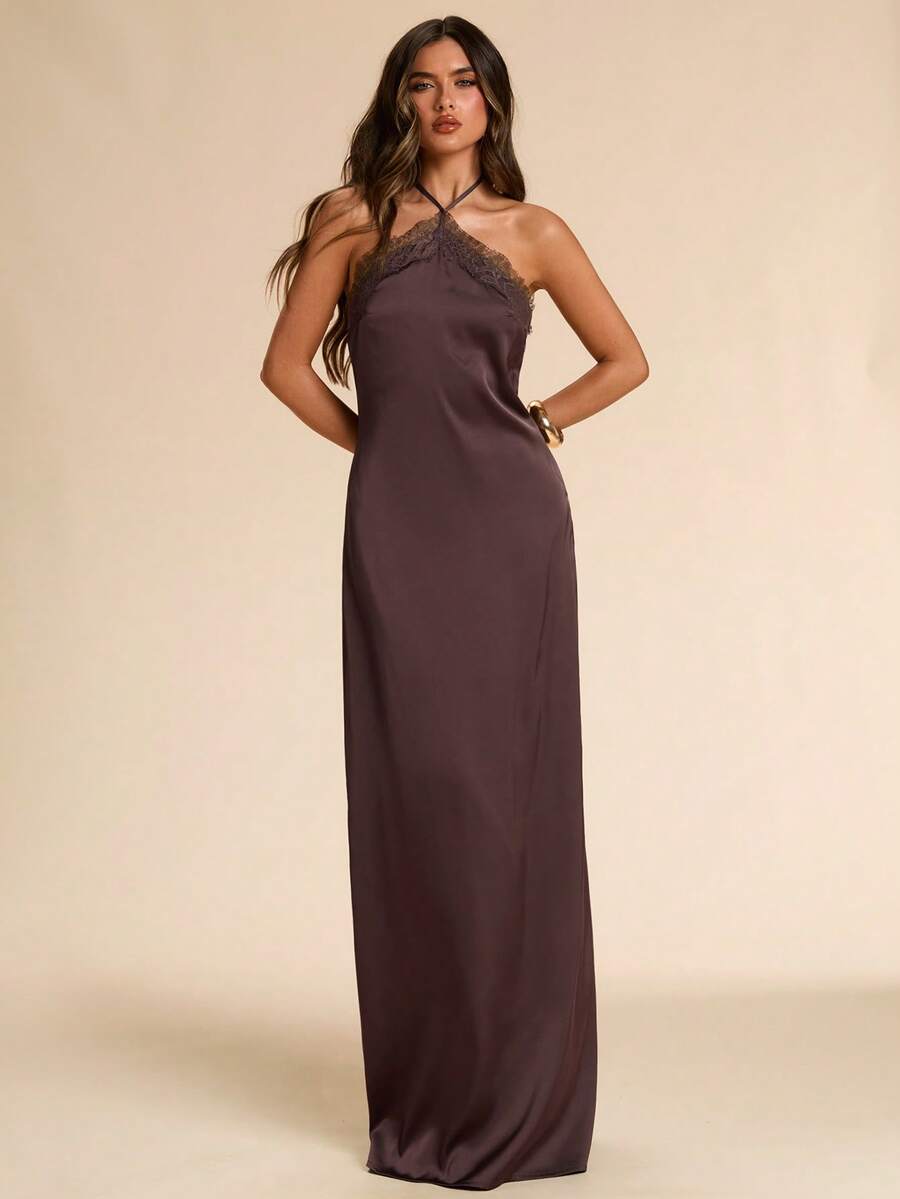 Giselle™ | Halter Lace Maxi Dress