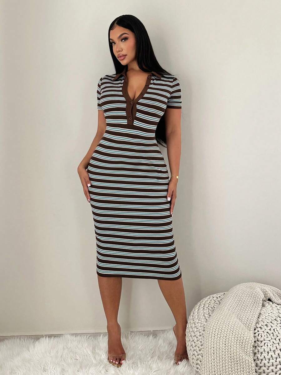 Cosima™ | Striped Polo Midi Dress