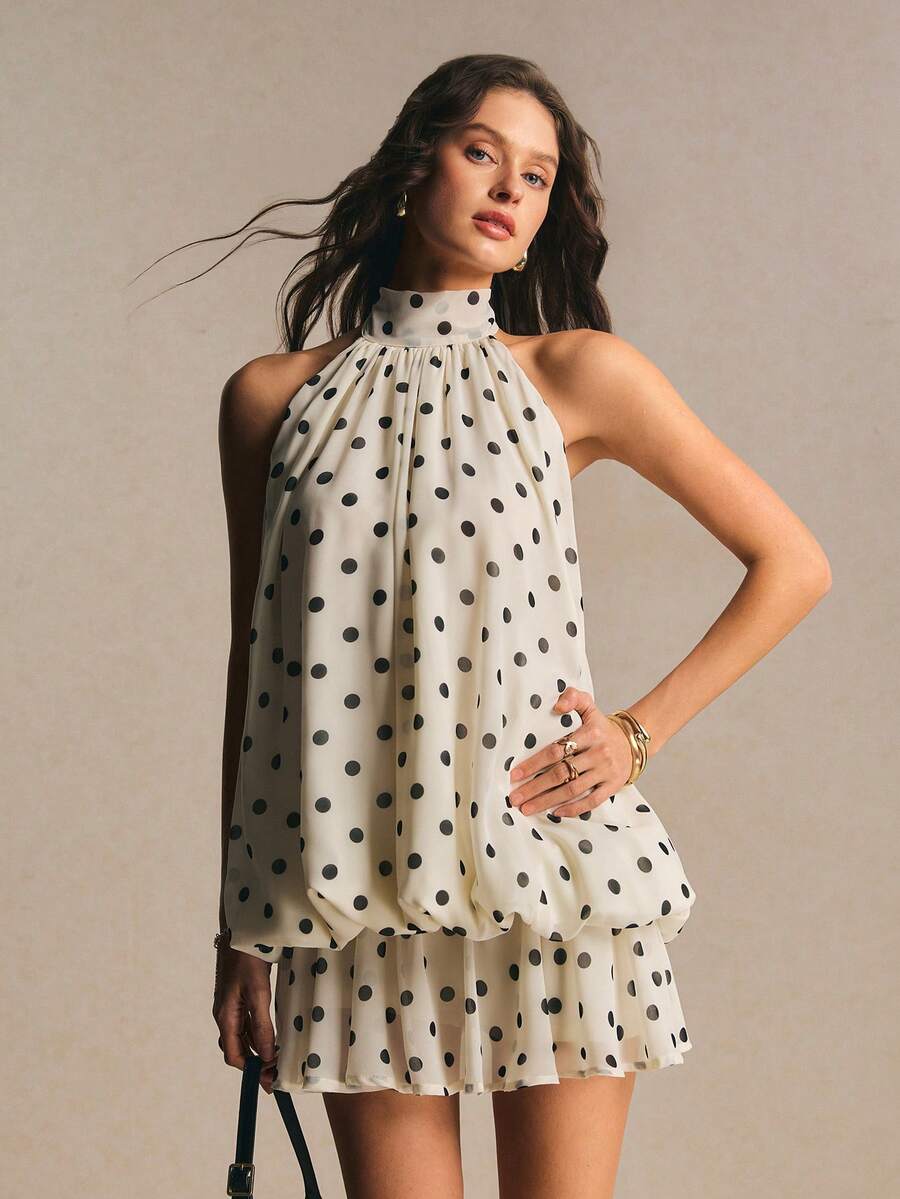 Maren™ | Plaid Ruffle Halter Mini Dress