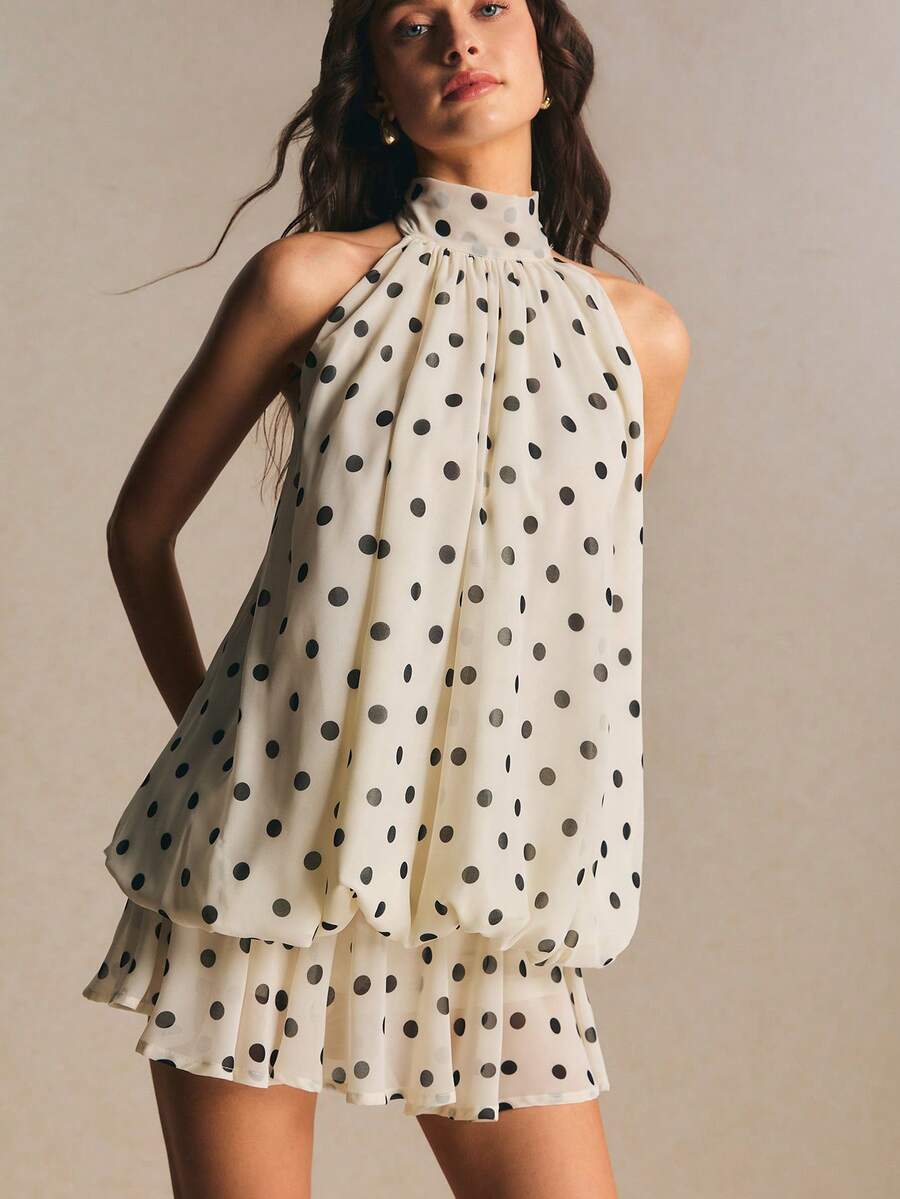 Maren™ | Plaid Ruffle Halter Mini Dress