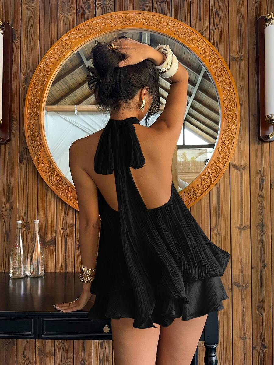 Saoirse™ | Contrast Lace Halter Mini Dress
