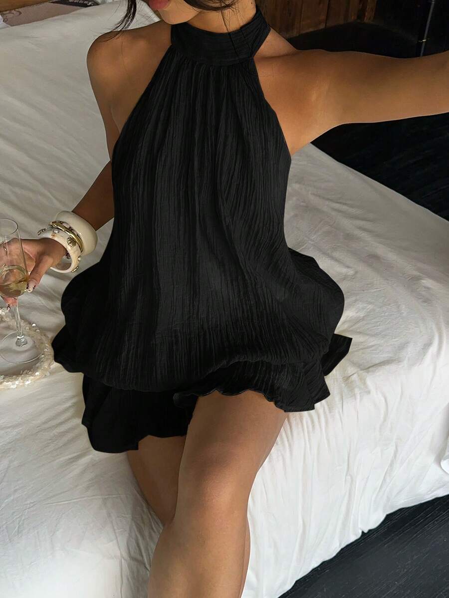 Saoirse™ | Contrast Lace Halter Mini Dress