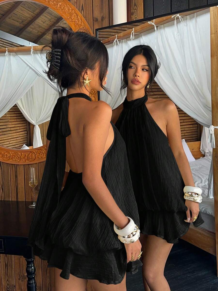 Saoirse™ | Contrast Lace Halter Mini Dress