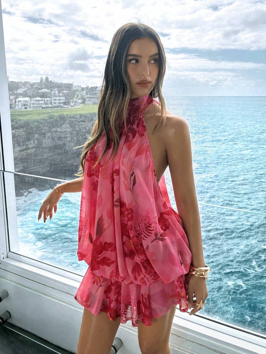 Saoirse™ | Contrast Lace Halter Mini Dress