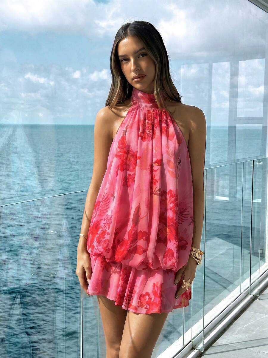 Saoirse™ | Contrast Lace Halter Mini Dress