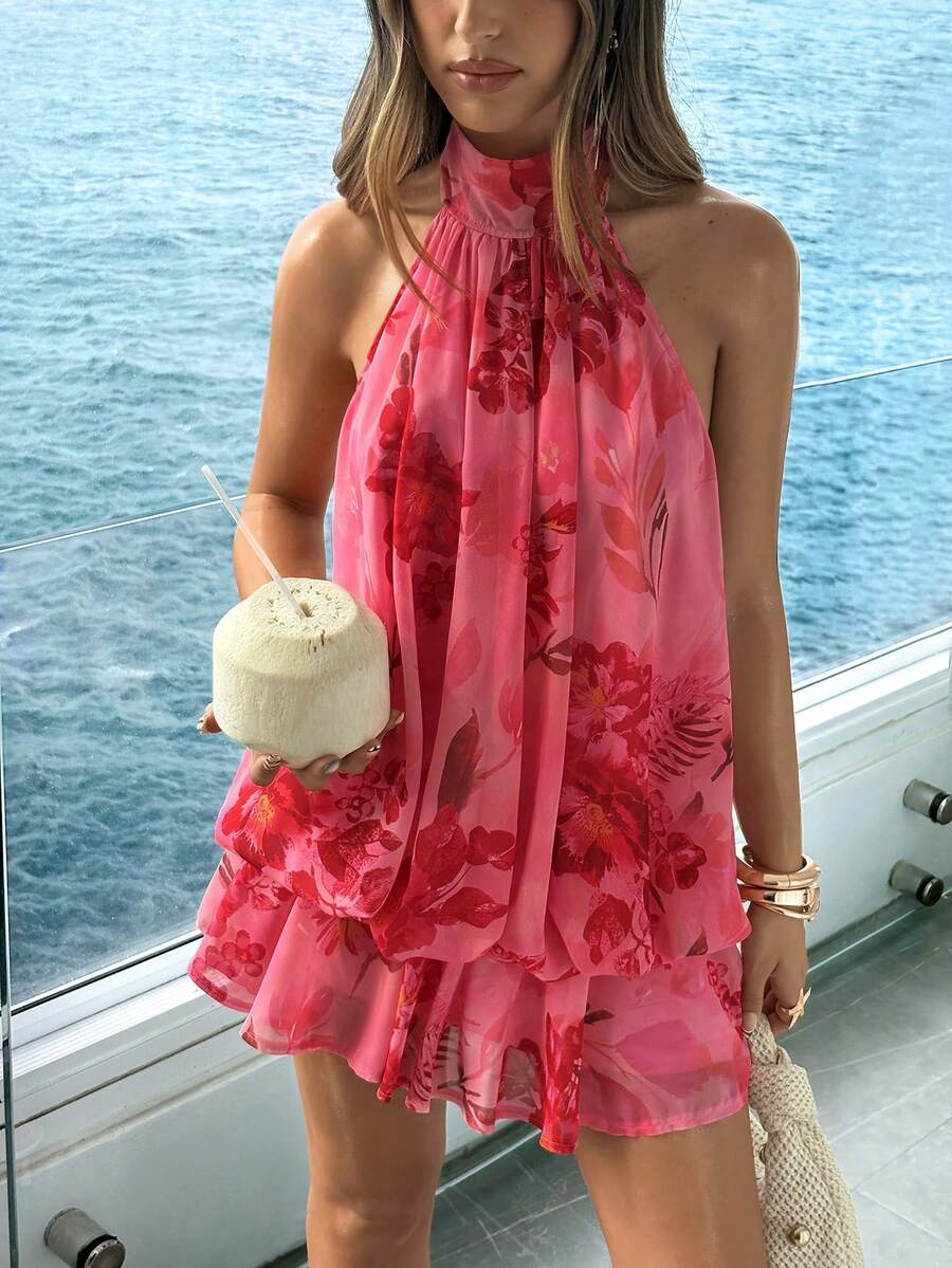 Saoirse™ | Contrast Lace Halter Mini Dress