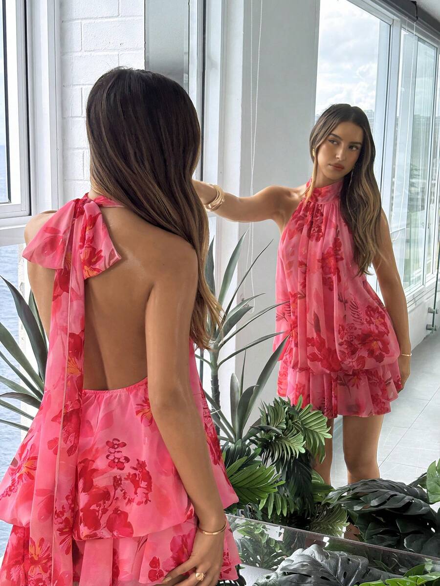 Saoirse™ | Contrast Lace Halter Mini Dress