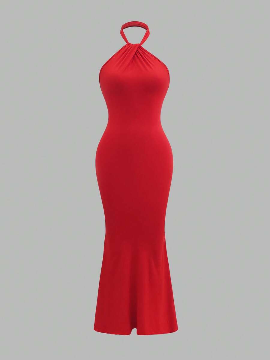 Oriel™ | Twist Halter Mermaid Maxi Dress
