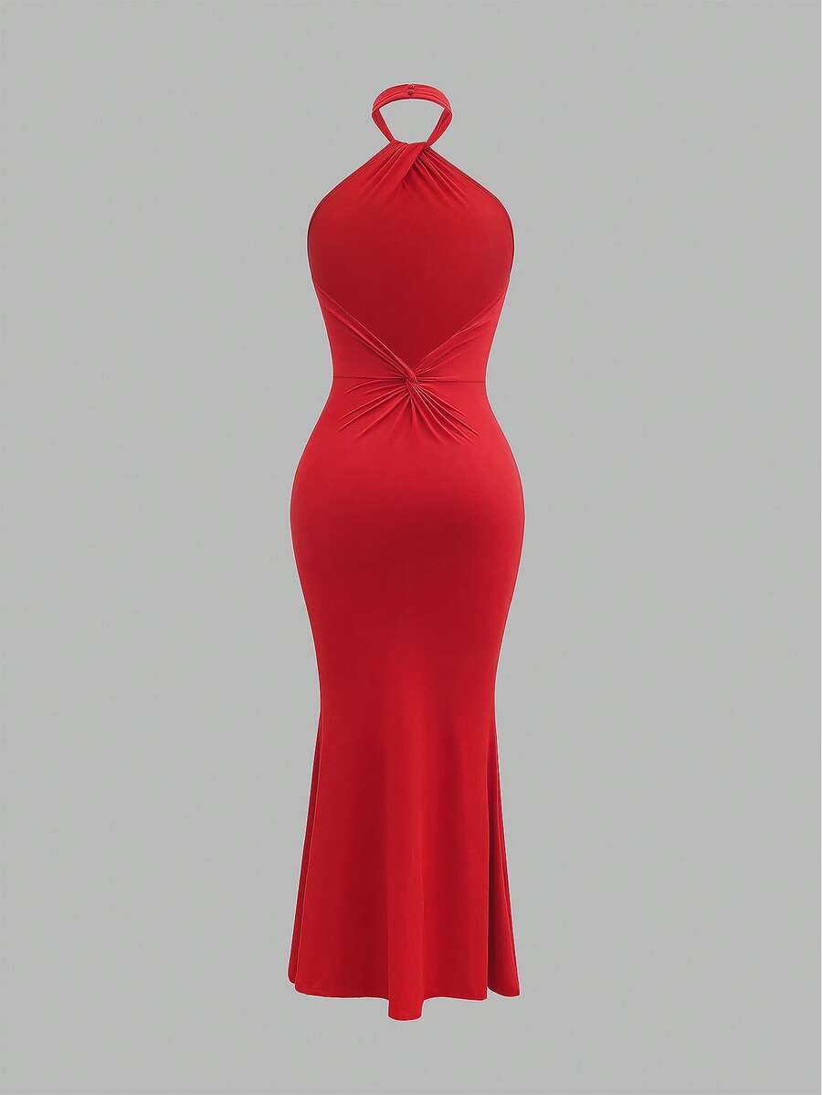 Oriel™ | Twist Halter Mermaid Maxi Dress