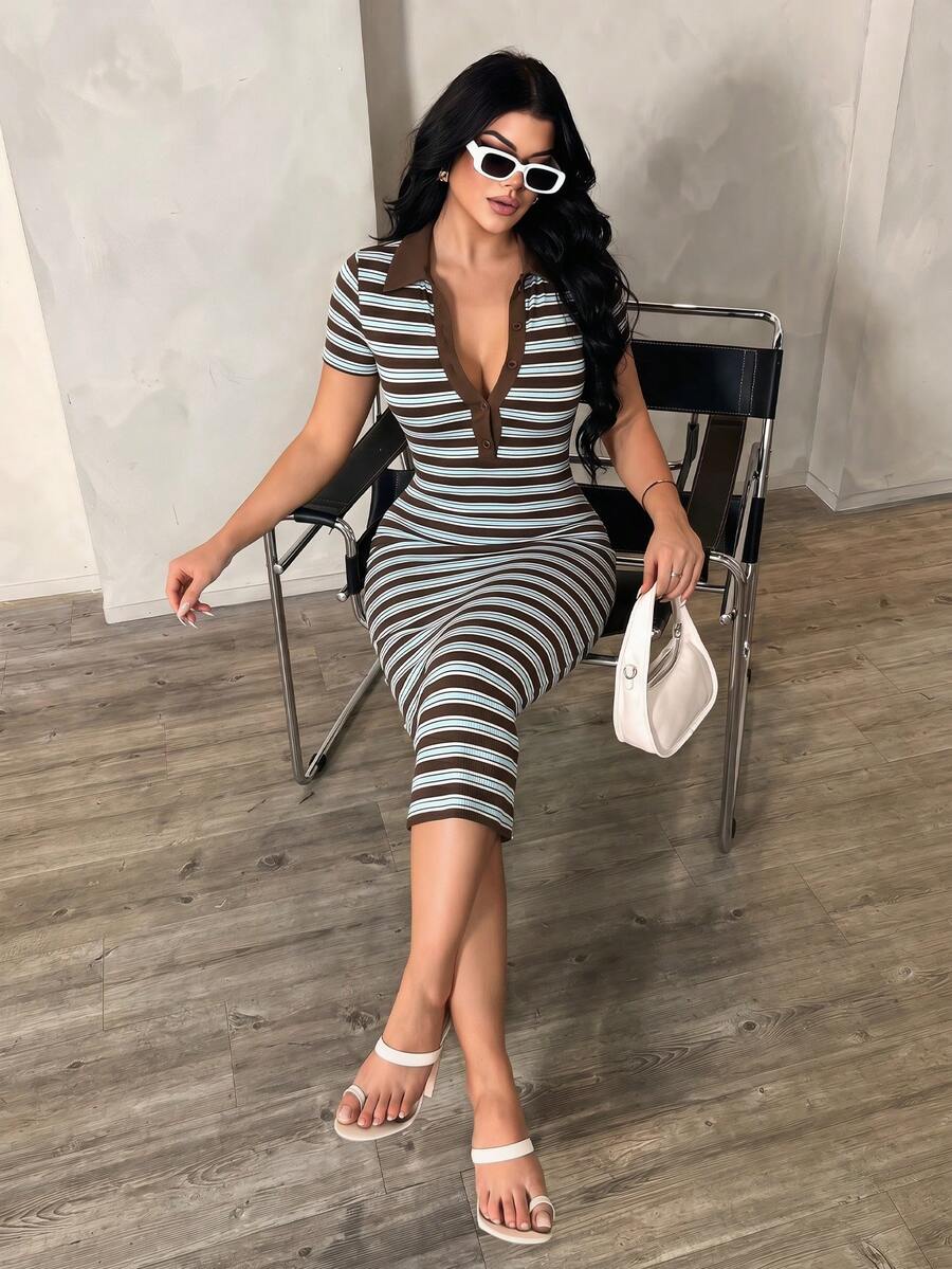Cosima™ | Striped Polo Midi Dress