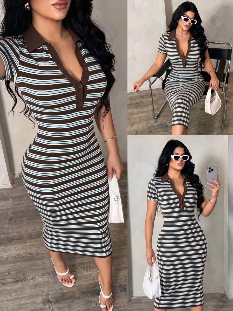 Cosima™ | Striped Polo Midi Dress