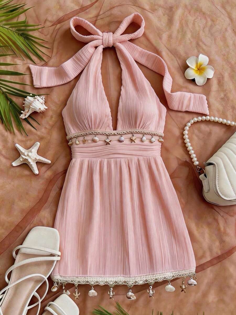 Shelby™ | Shell Tie-Back Halter Dress