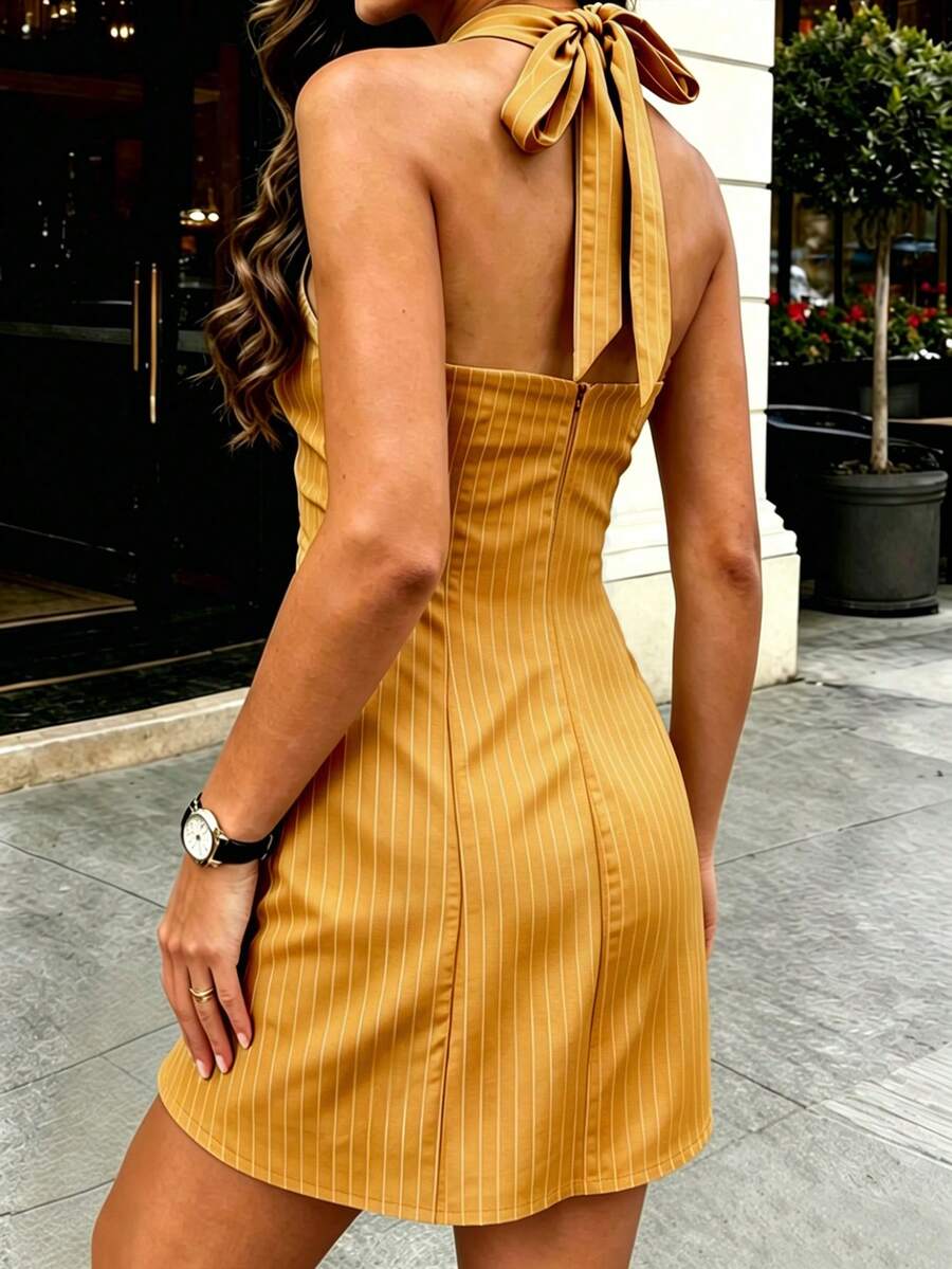 Saffron™ | Halter Tie Bodycon Dress