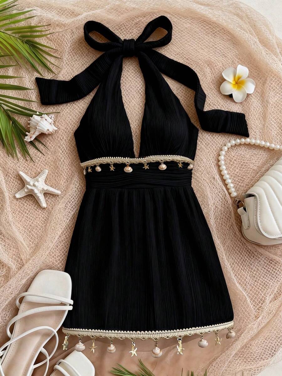 Shelby™ | Shell Tie-Back Halter Dress