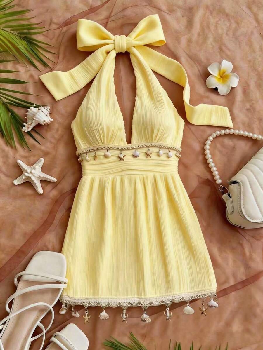 Shelby™ | Shell Tie-Back Halter Dress