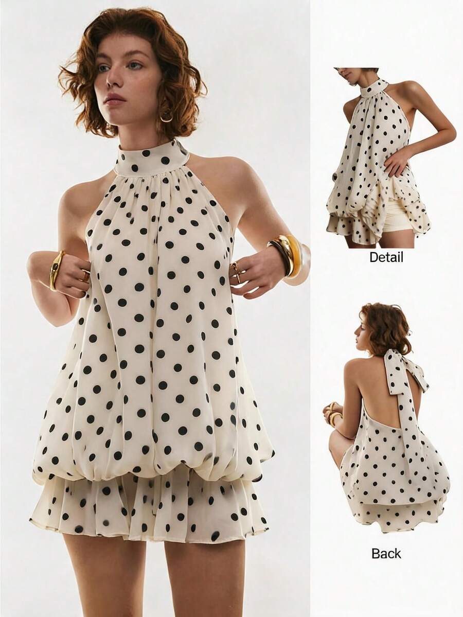 Maren™ | Plaid Ruffle Halter Mini Dress