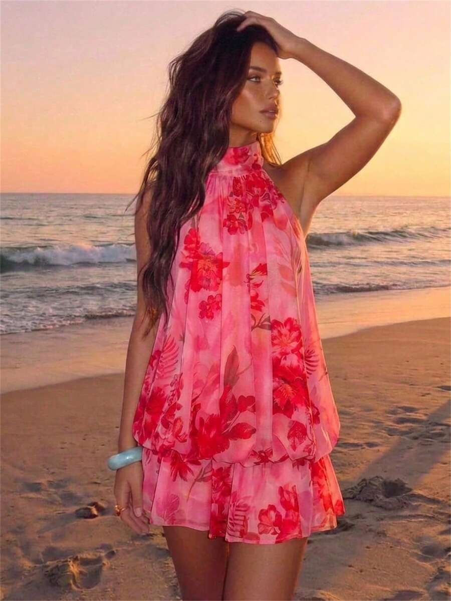 Saoirse™ | Contrast Lace Halter Mini Dress