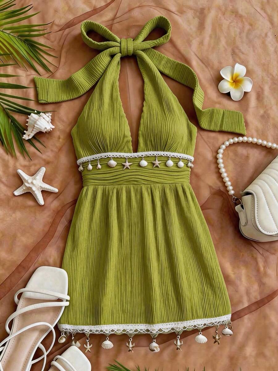 Shelby™ | Shell Tie-Back Halter Dress