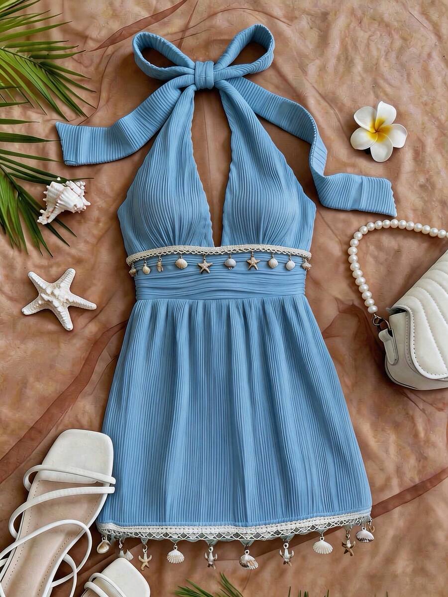 Shelby™ | Shell Tie-Back Halter Dress