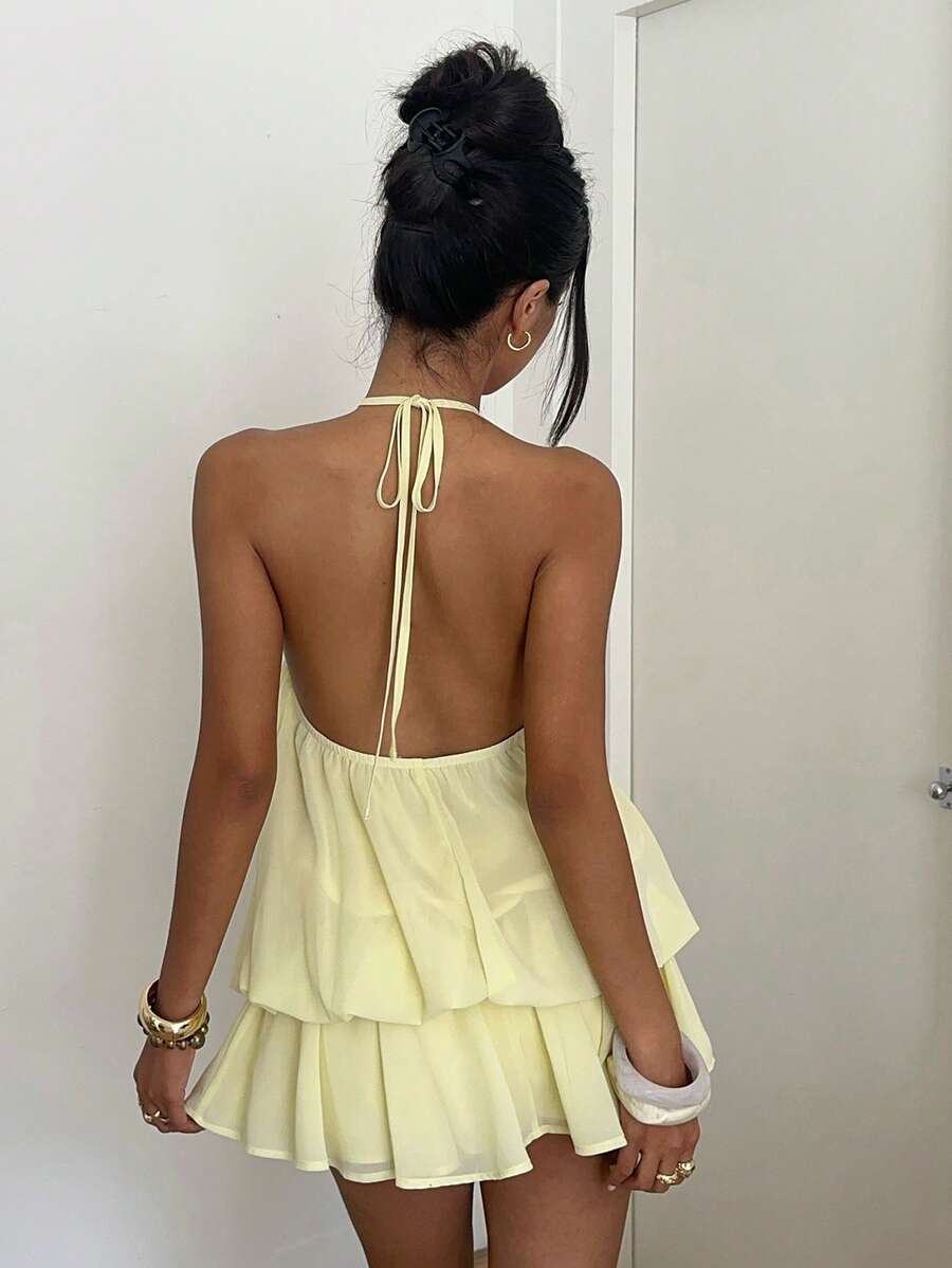 Saoirse™ | Contrast Lace Halter Mini Dress