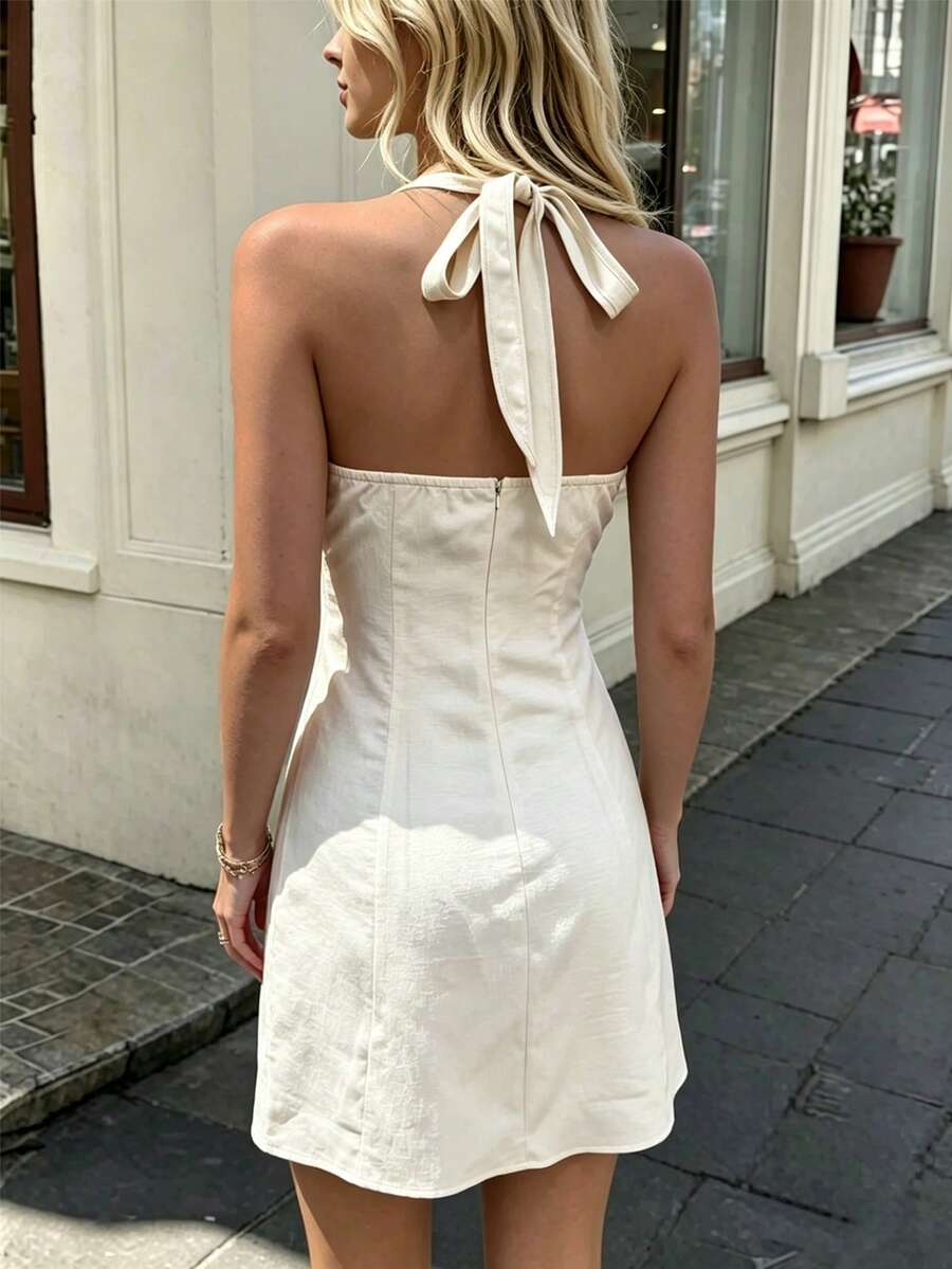 Thea™ | Tie-Up Halter Mini Dress