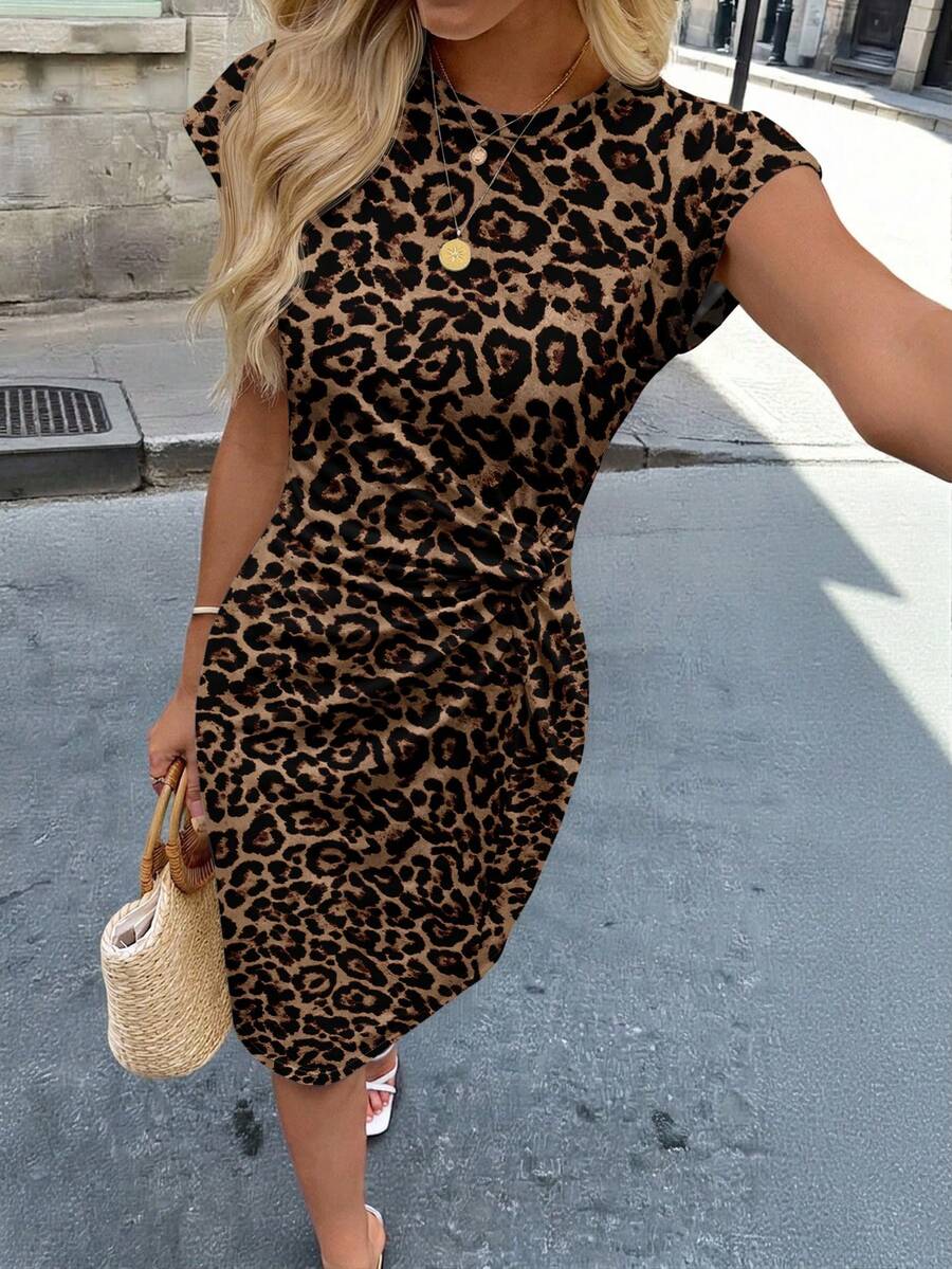 Linnea™ | Twist Print Batwing Midi Dress