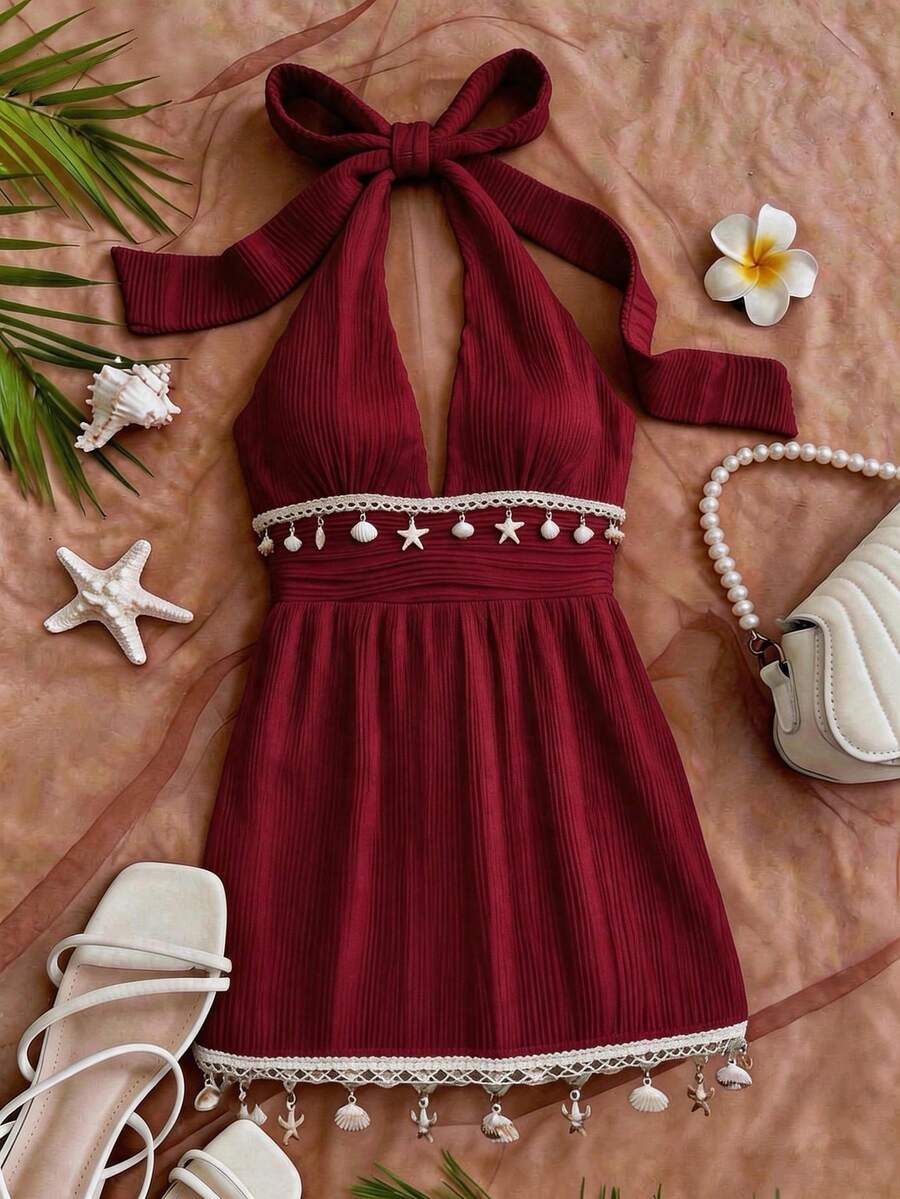 Shelby™ | Shell Tie-Back Halter Dress