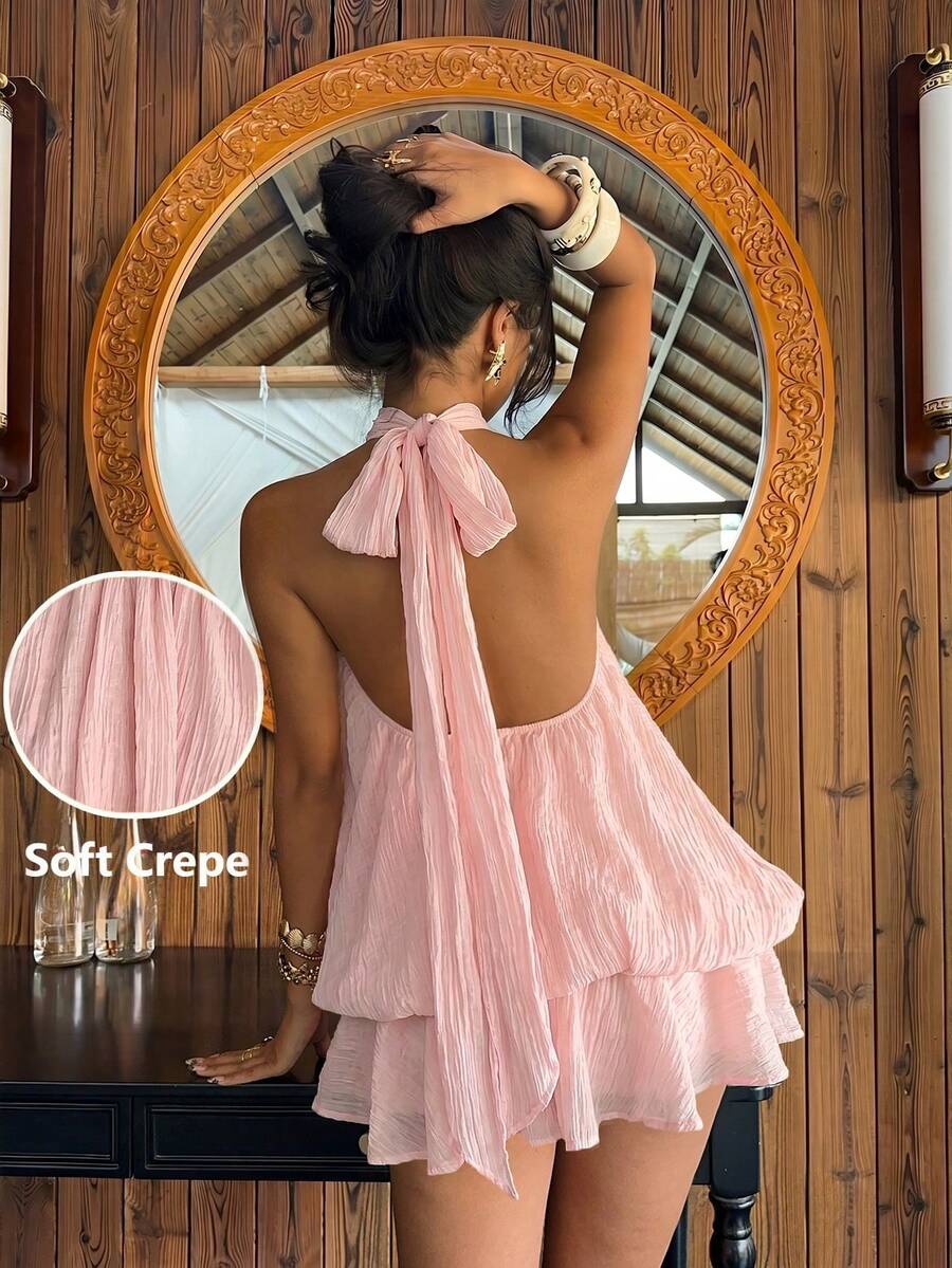 Saoirse™ | Contrast Lace Halter Mini Dress