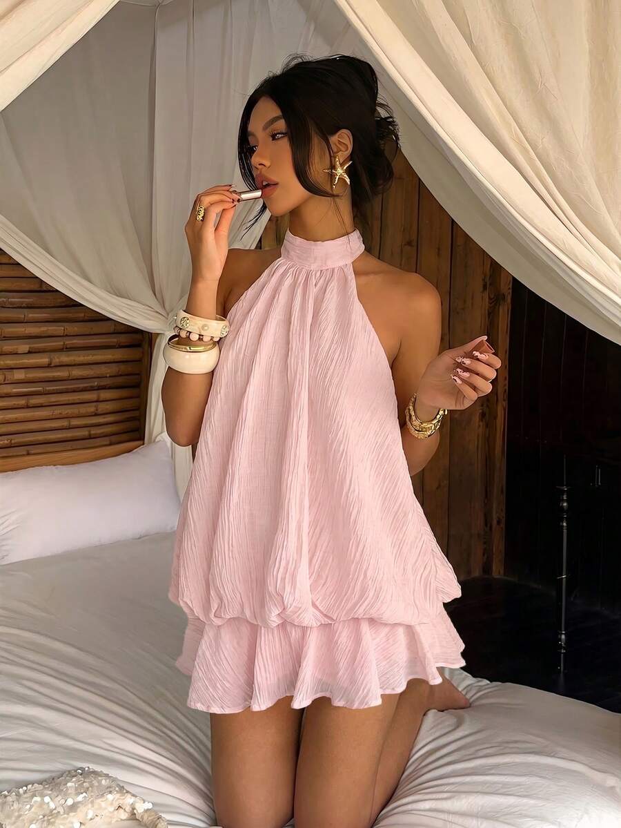 Saoirse™ | Contrast Lace Halter Mini Dress