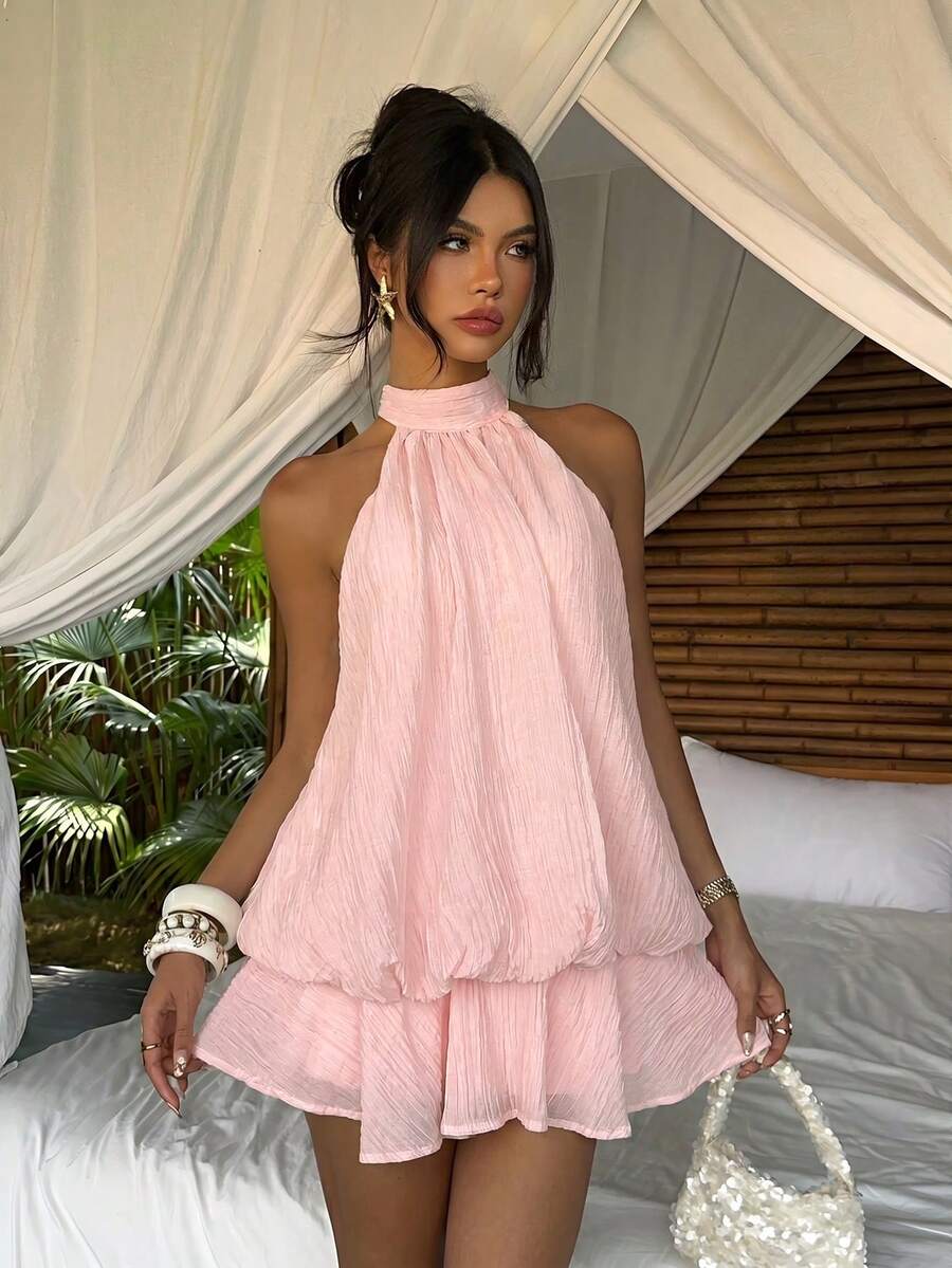 Saoirse™ | Contrast Lace Halter Mini Dress