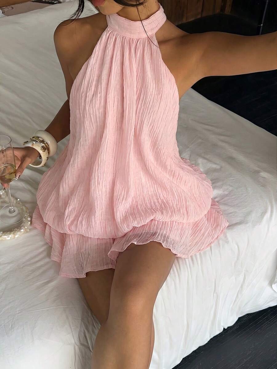 Saoirse™ | Contrast Lace Halter Mini Dress