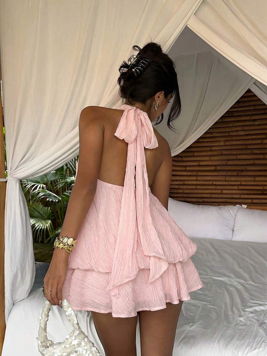 Saoirse™ | Contrast Lace Halter Mini Dress