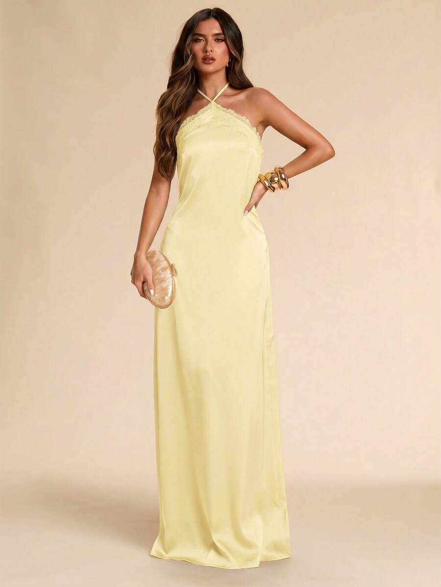 Giselle™ | Halter Lace Maxi Dress
