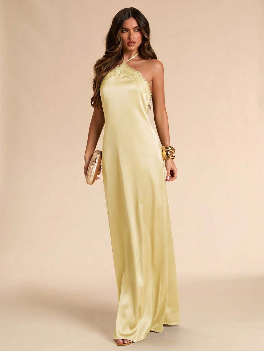 Giselle™ | Halter Lace Maxi Dress