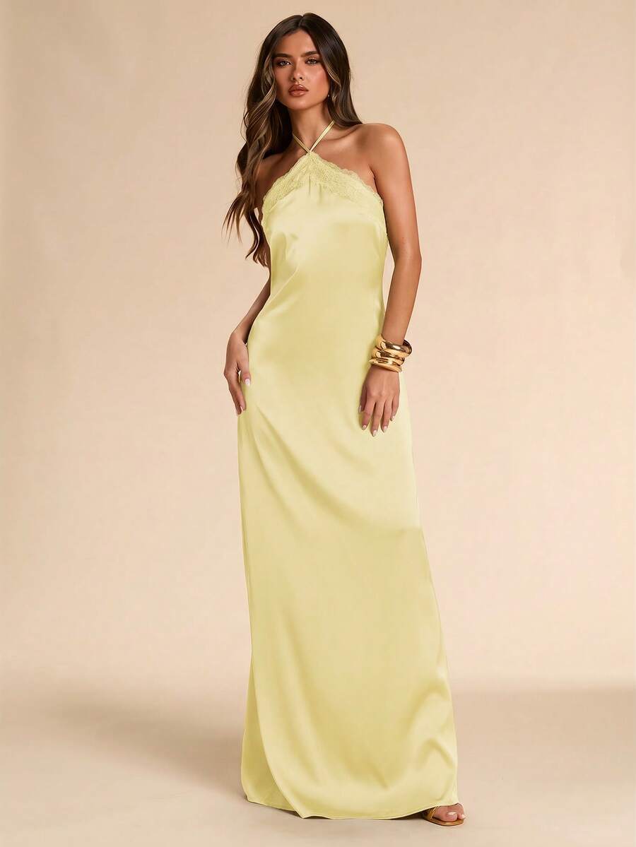Giselle™ | Halter Lace Maxi Dress