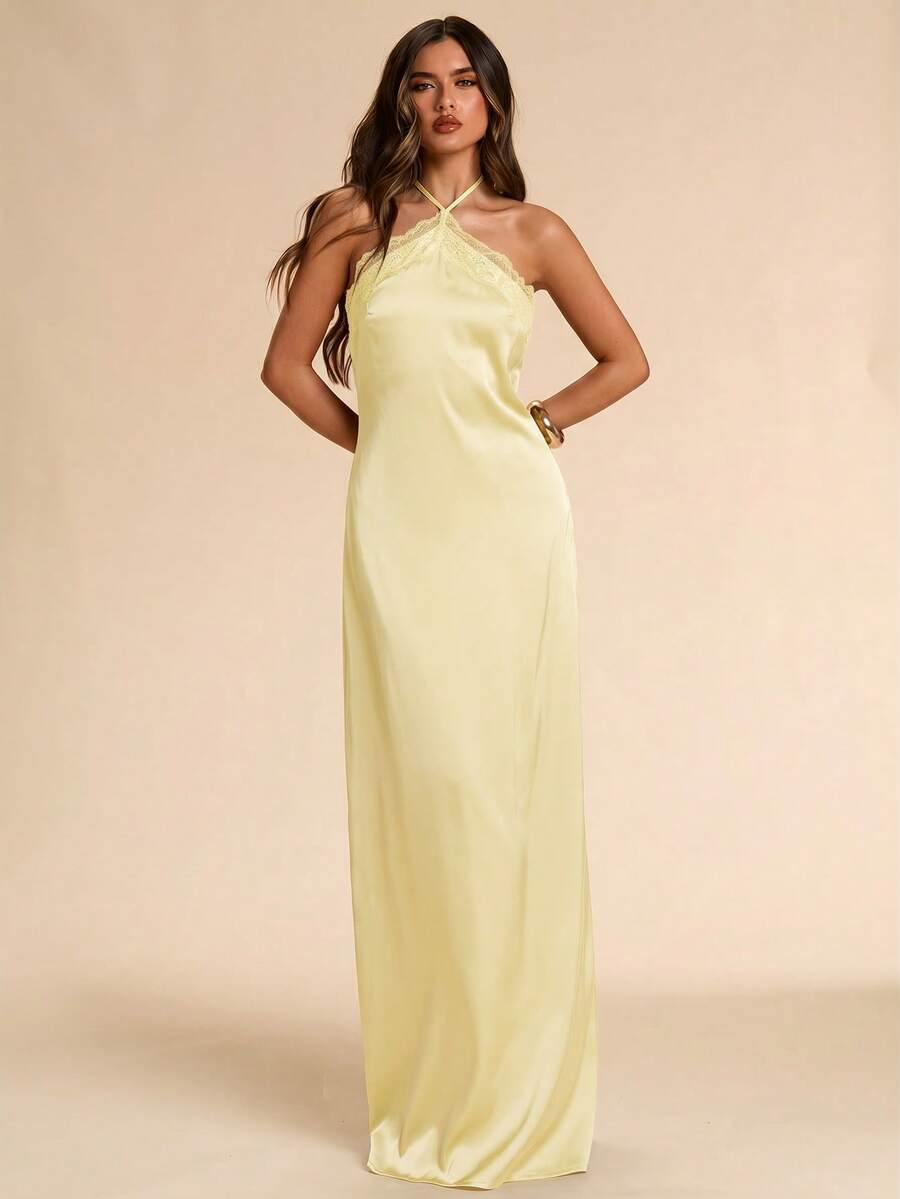 Giselle™ | Halter Lace Maxi Dress