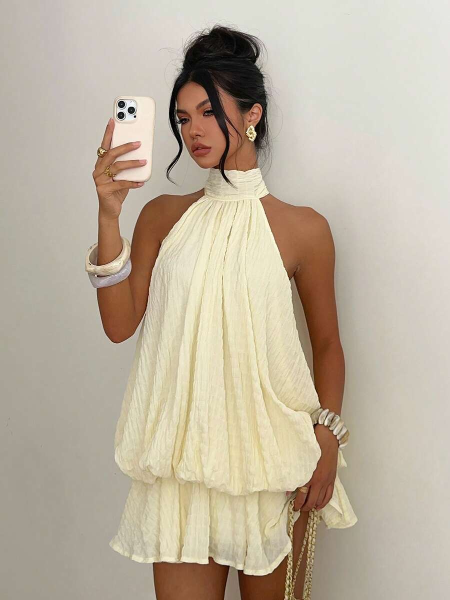 Saoirse™ | Contrast Lace Halter Mini Dress