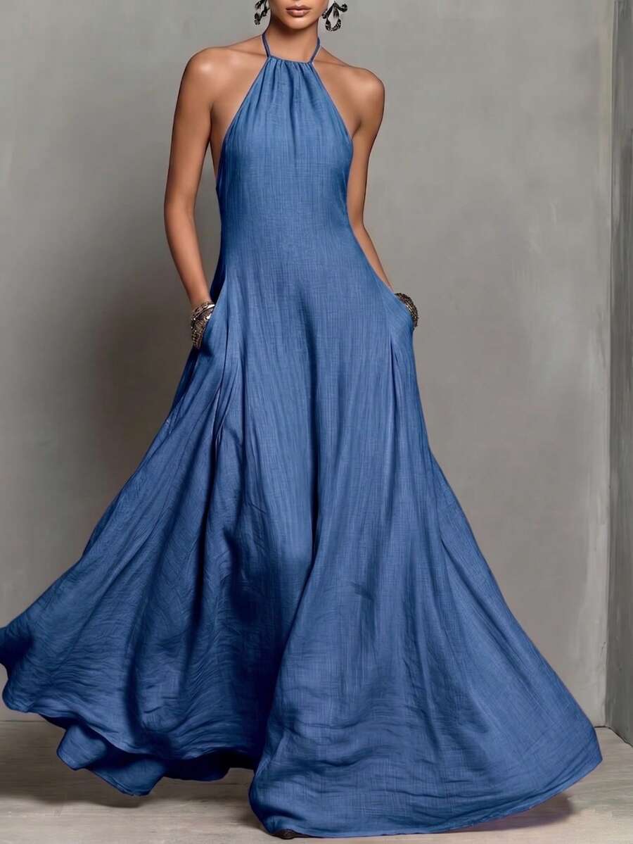 Greta™ | Halter Pocket Maxi Dress