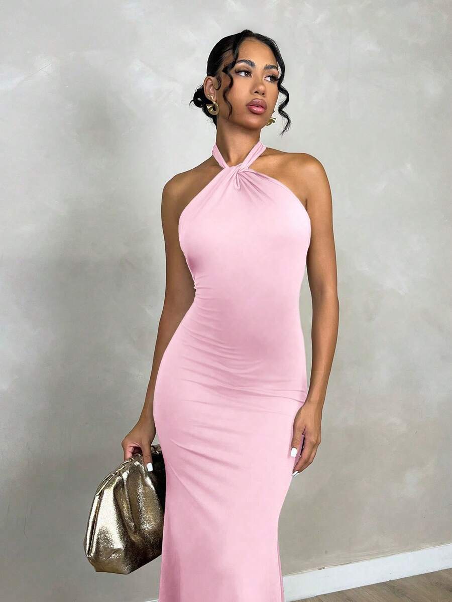Oriel™ | Twist Halter Mermaid Maxi Dress
