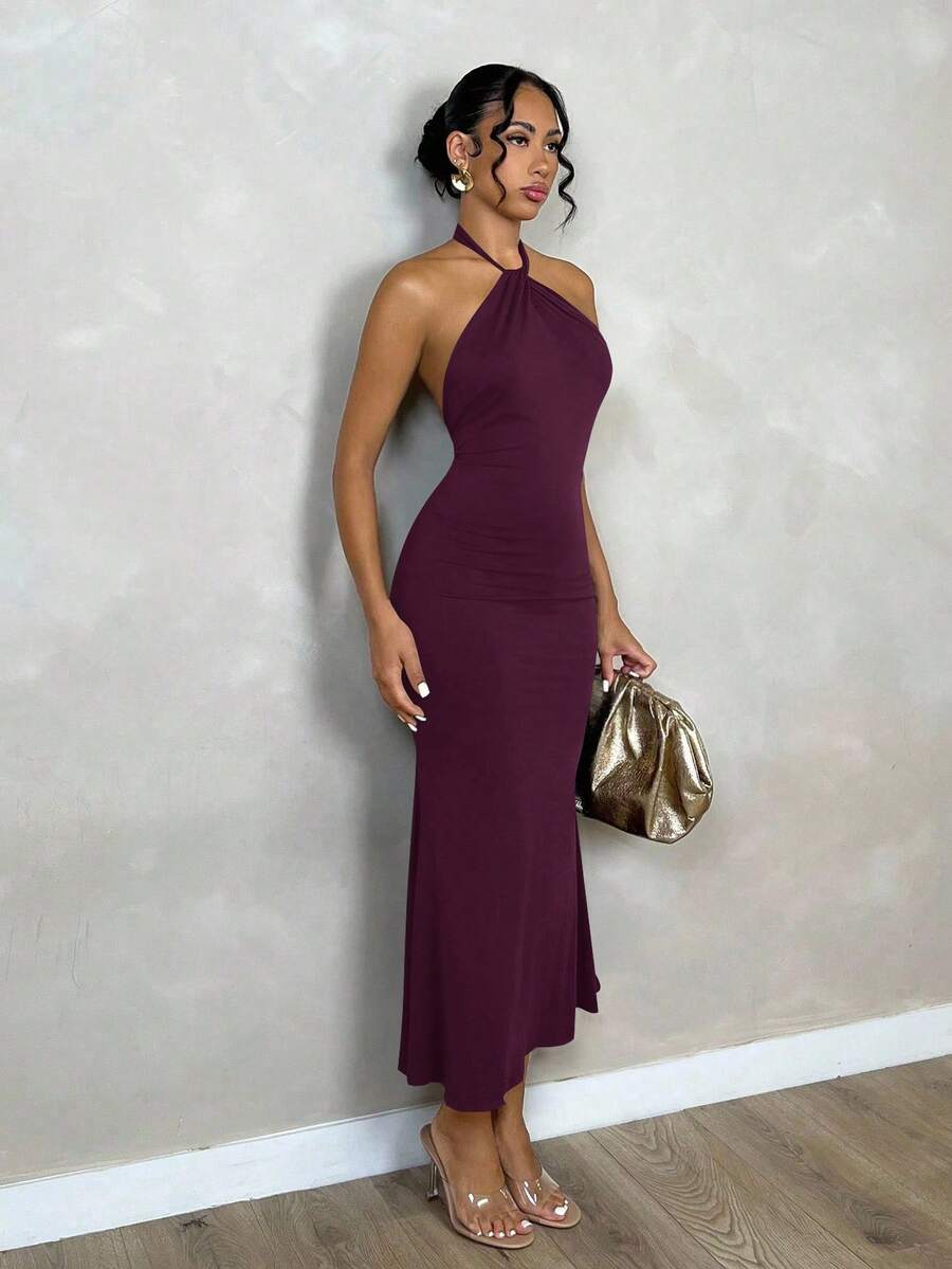 Oriel™ | Twist Halter Mermaid Maxi Dress