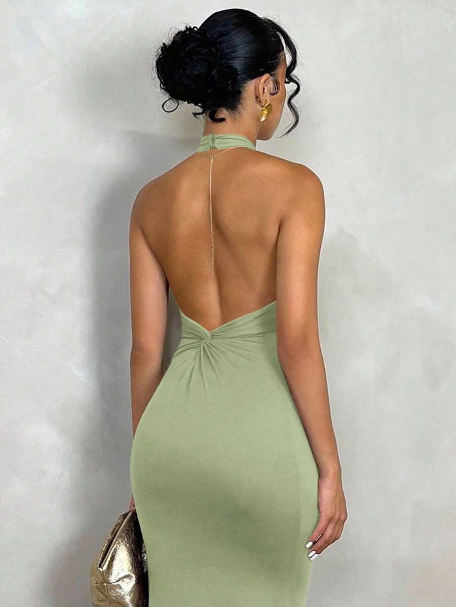 Oriel™ | Twist Halter Mermaid Maxi Dress