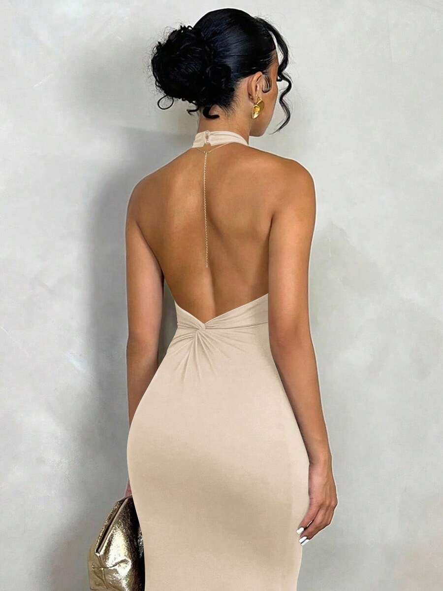 Oriel™ | Twist Halter Mermaid Maxi Dress