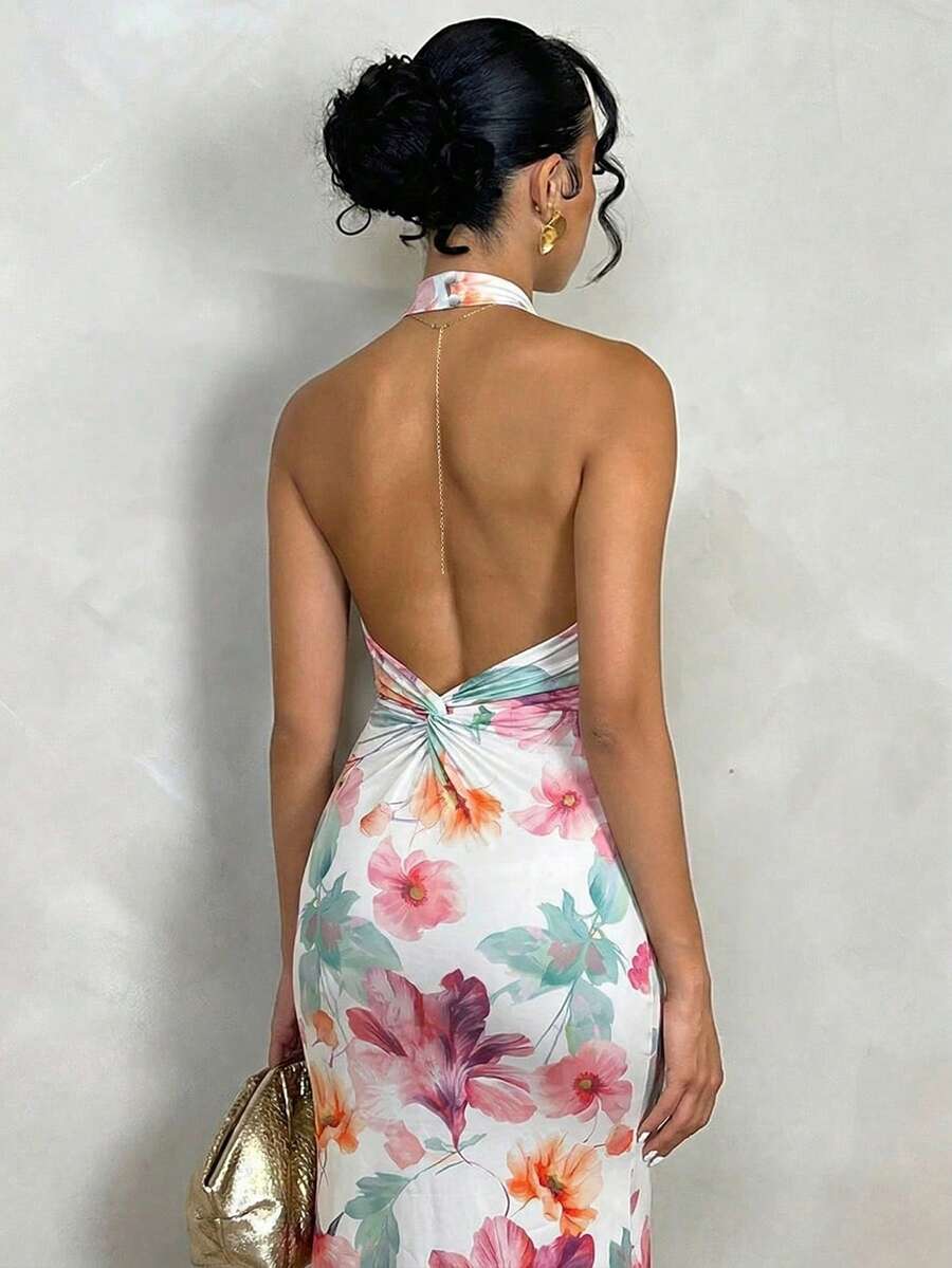 Oriel™ | Twist Halter Mermaid Maxi Dress