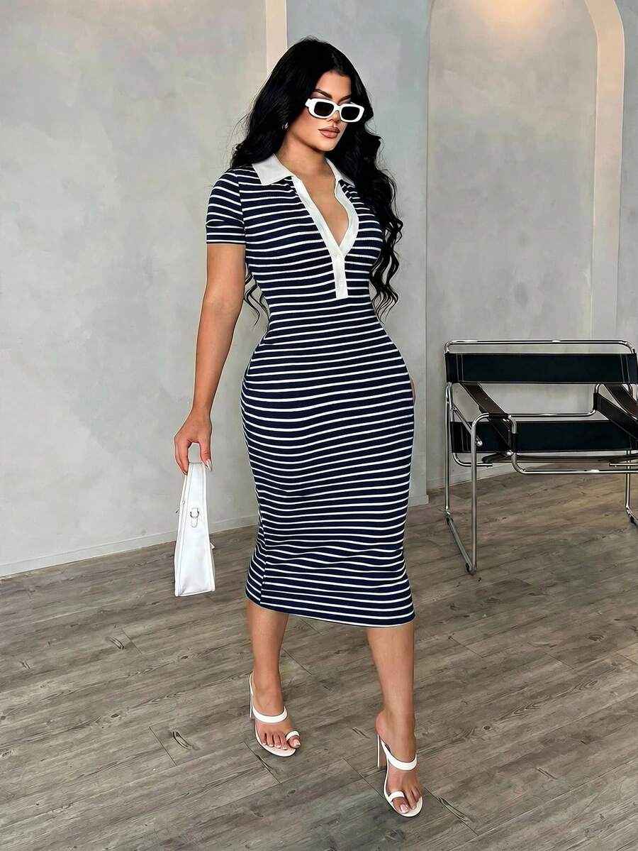 Cosima™ | Striped Polo Midi Dress