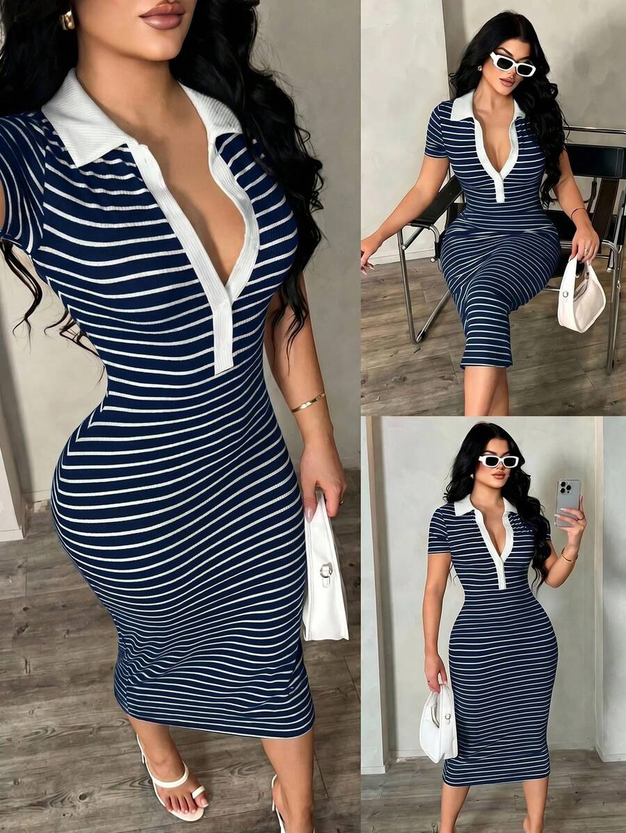 Cosima™ | Striped Polo Midi Dress