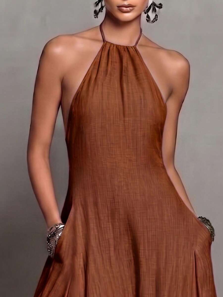 Greta™ | Halter Pocket Maxi Dress