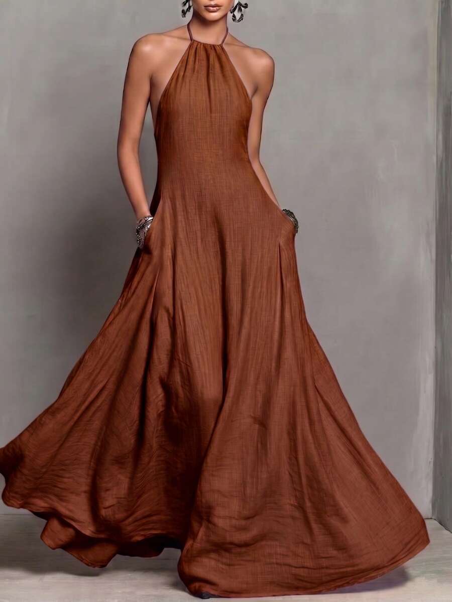 Greta™ | Halter Pocket Maxi Dress