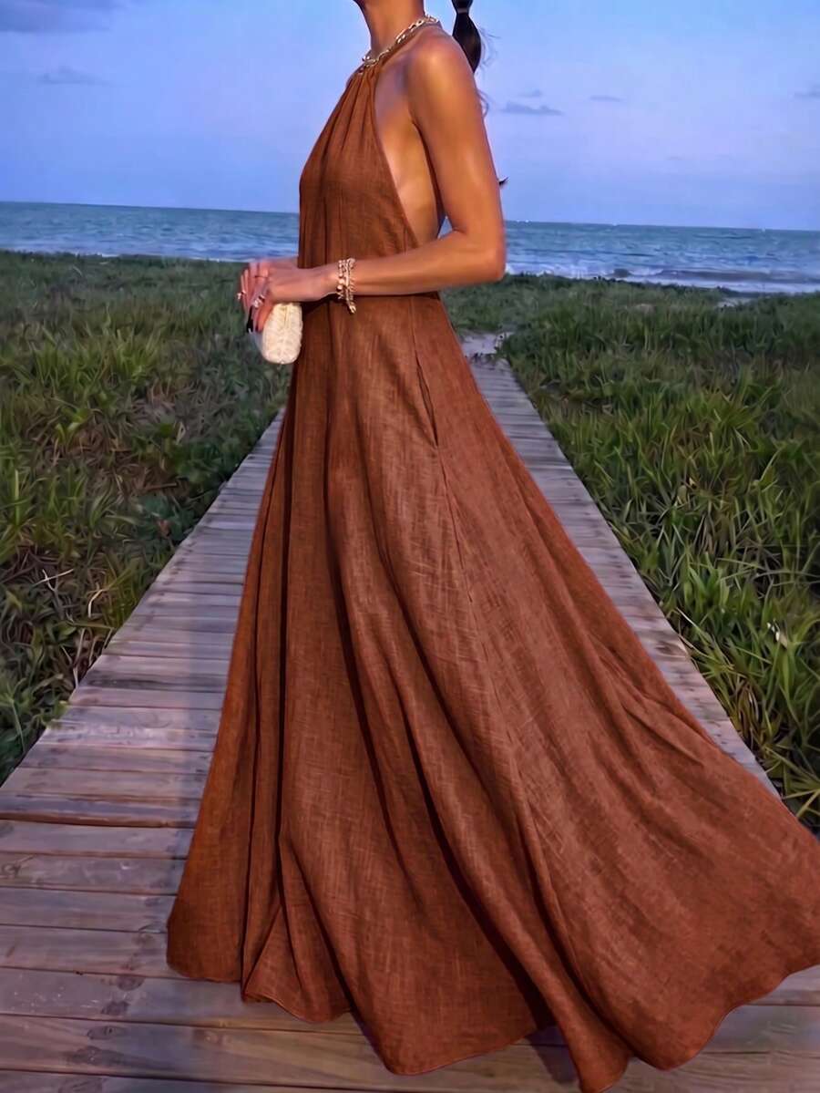 Greta™ | Halter Pocket Maxi Dress