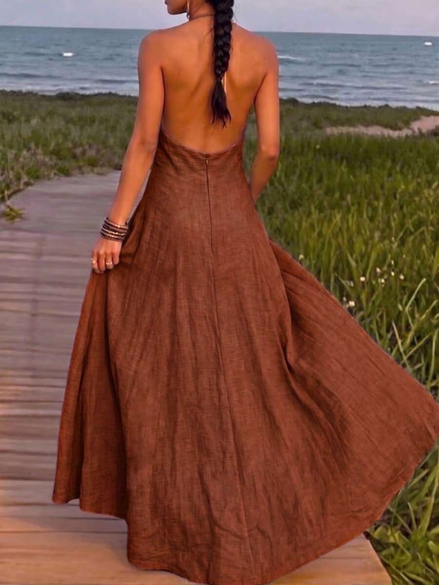 Greta™ | Halter Pocket Maxi Dress