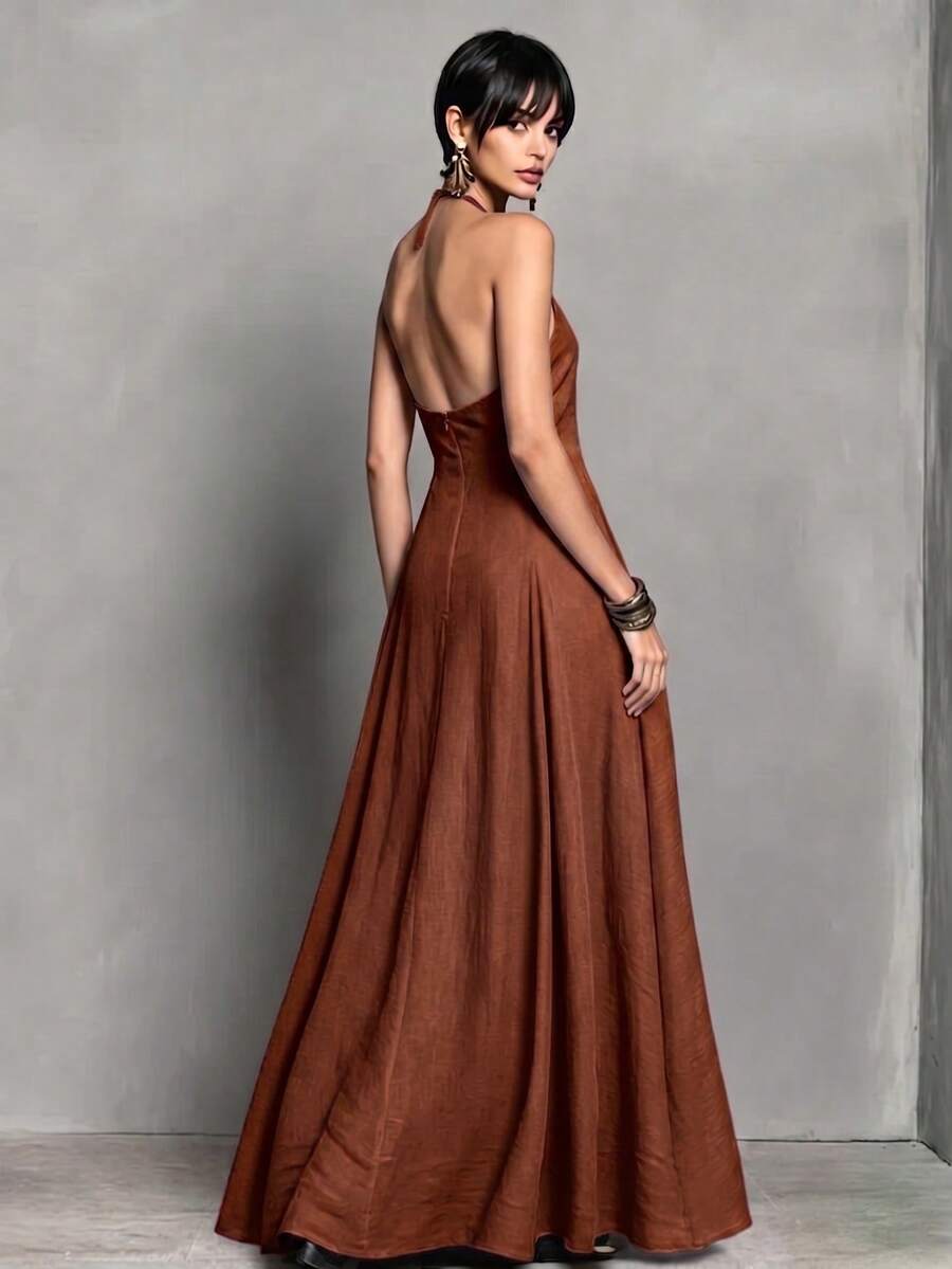 Greta™ | Halter Pocket Maxi Dress